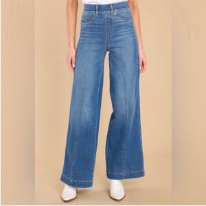 Spanx Seamed Front Wide Leg Jeans in Vintage Indigo
